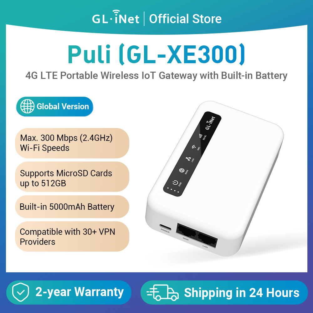 Wifi 6E Router Tri Band 6Ghz - GL.iNet Puli GL-XE300 4G LTE Akıllı