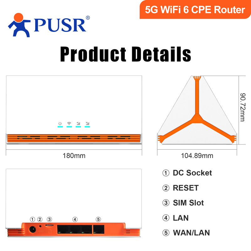 4G 5G Router Sim Slot Wifi 6 - PUSR Global 4G/5G Çift Bant WiFi6