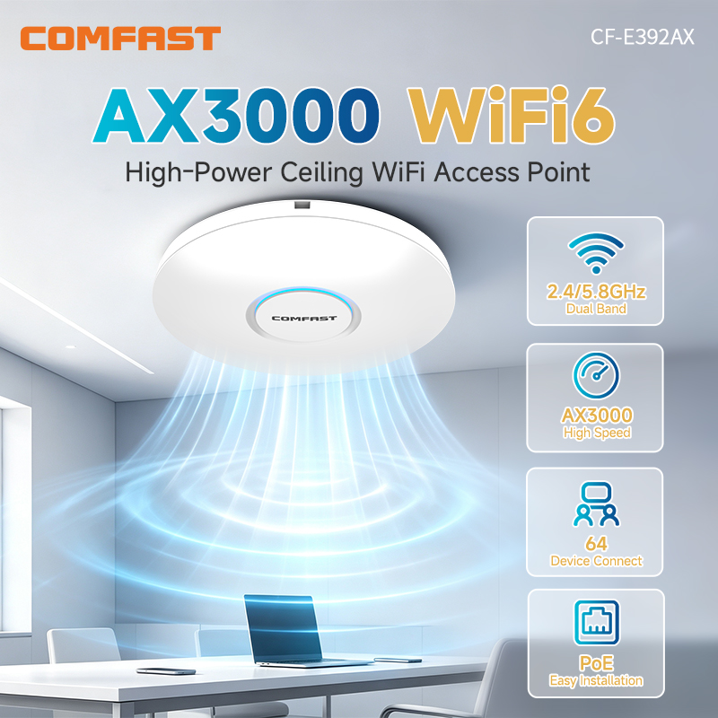 Wifi 6 Access Point Ceiling Poe - COMFAST CF-E392AX WiFi6 Tavan AP 2974Mbps