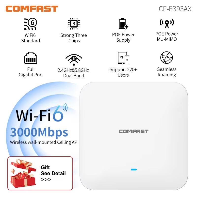 Wifi 6 Access Point Ceiling Poe - COMFAST WiFi6 Yüksek Güçlü Tavan AP