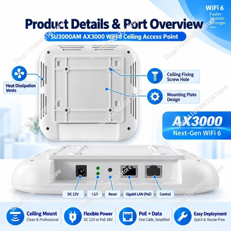 AX3000 WiFi 6, çift bantlı, 30 - Wifi 6 Access Point Ceiling Poe incelemesi ve fiyatı