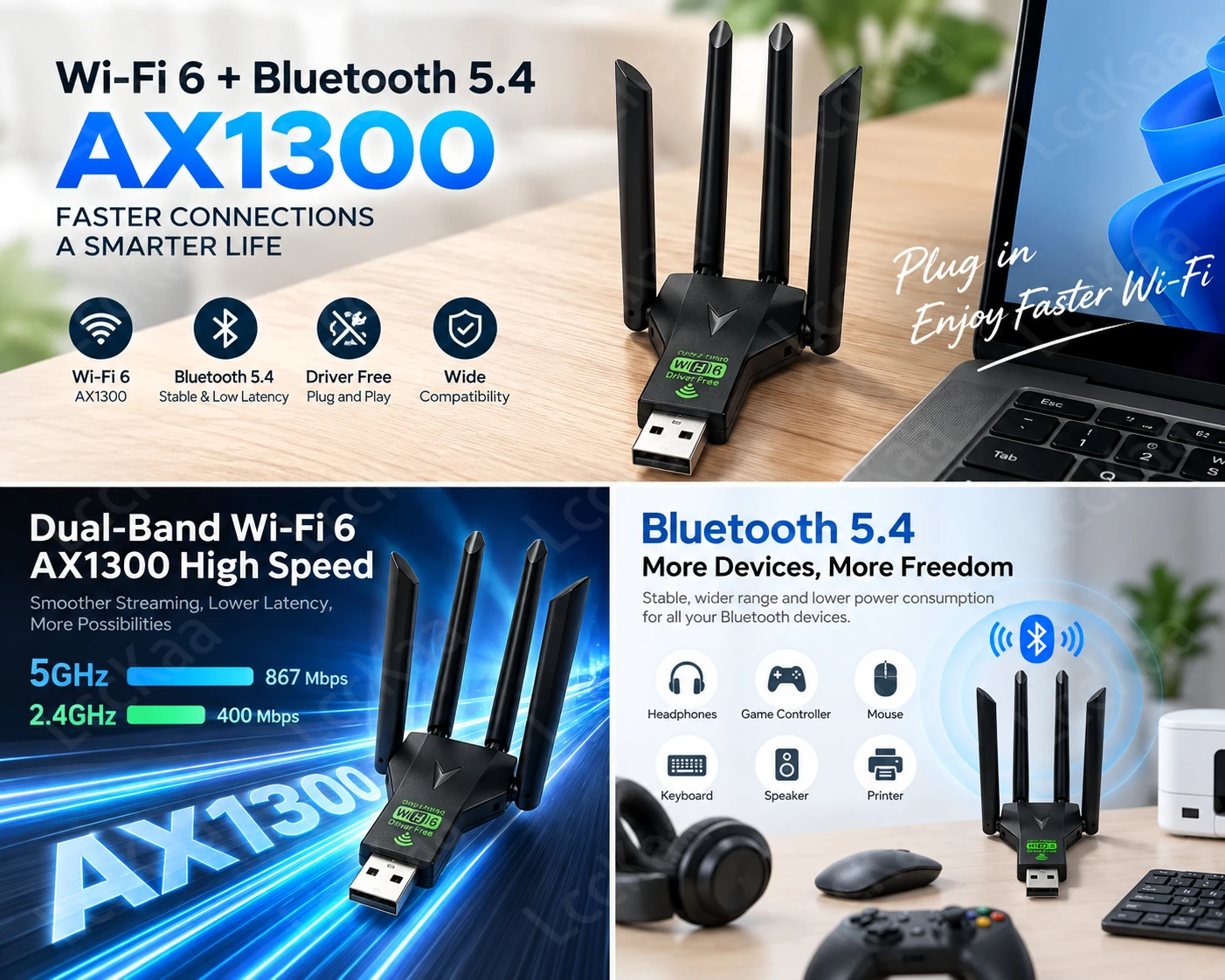 AX1300 WiFi 6 Bluetooth 5.4 US - Wifi 6 Usb Adapter Ax1800 incelemesi ve fiyatı