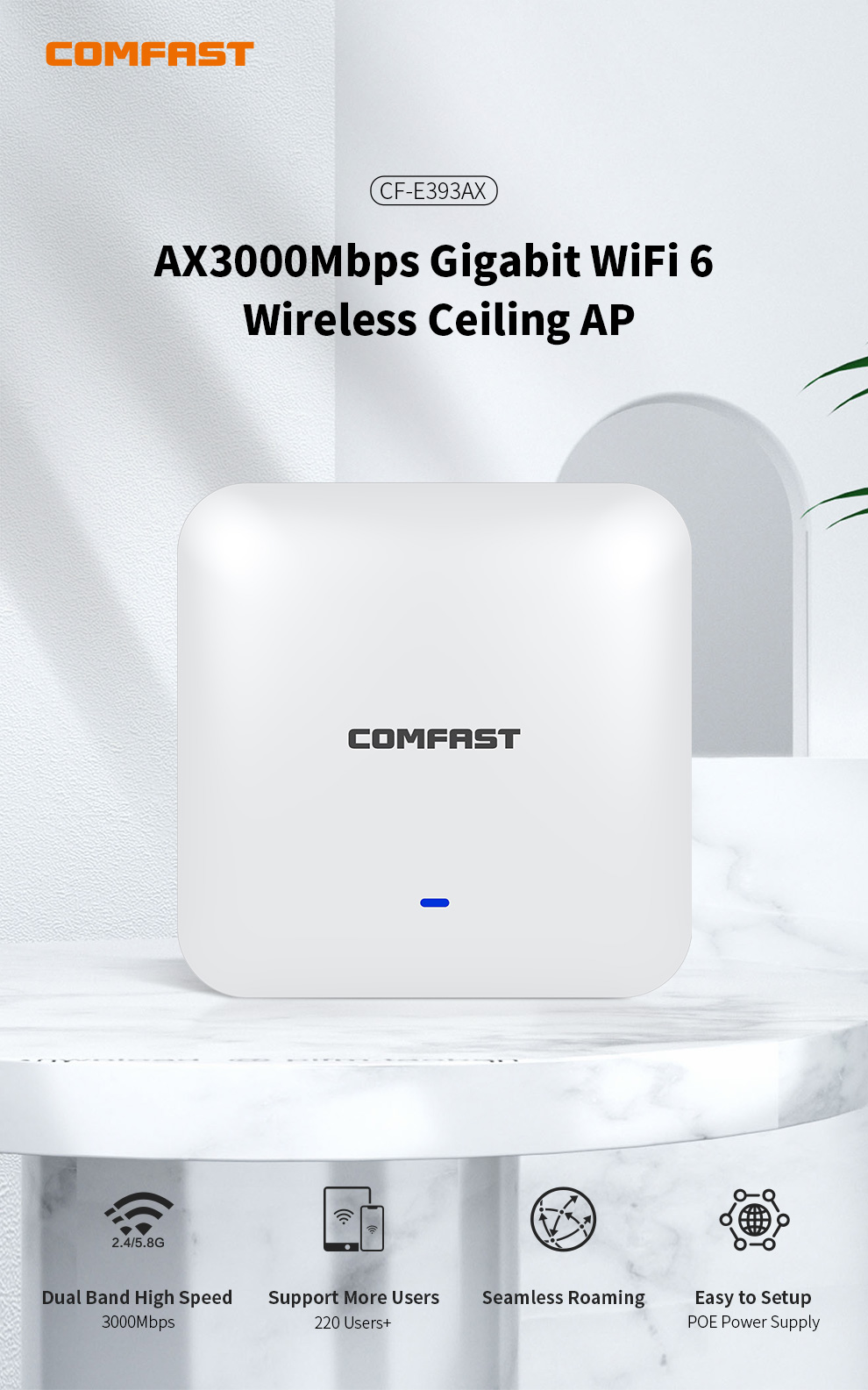 COMFAST WiFi6 Yüksek Güçlü Tav - Wifi 6 Access Point Ceiling Poe incelemesi ve fiyatı