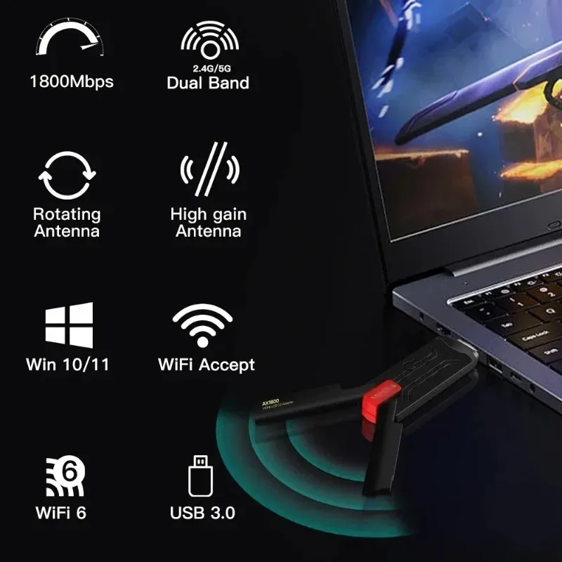 WiFi 6 AX1800 USB 3.0 Kablosuz - Wifi 6 Usb Adapter Ax1800 incelemesi ve fiyatı